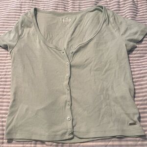 Mint Green Hollister Henley Tee